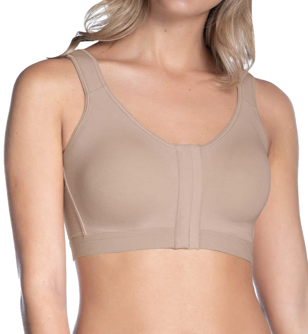 Leonisa Post Surgery Wireless Bra with Front Closure - Posture Corrector Surgical  Bras Beige at  Women's Clothing store