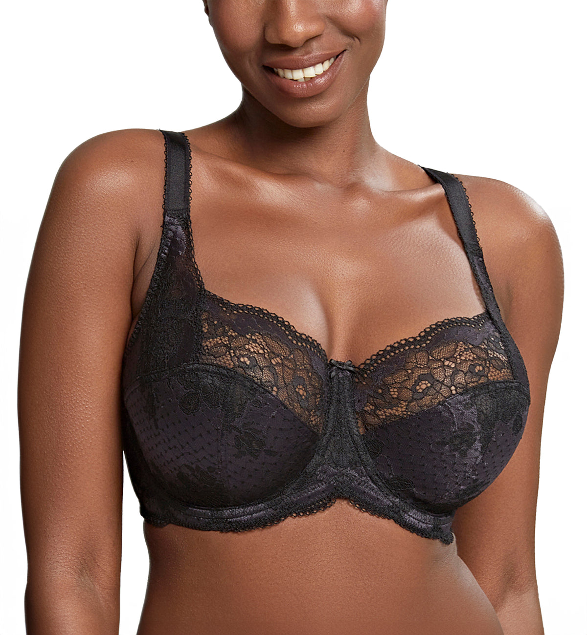 Panache Clara Full Cup Underwire Bra (7255),30E,Charcoal/Black - Charcoal/Black,30E