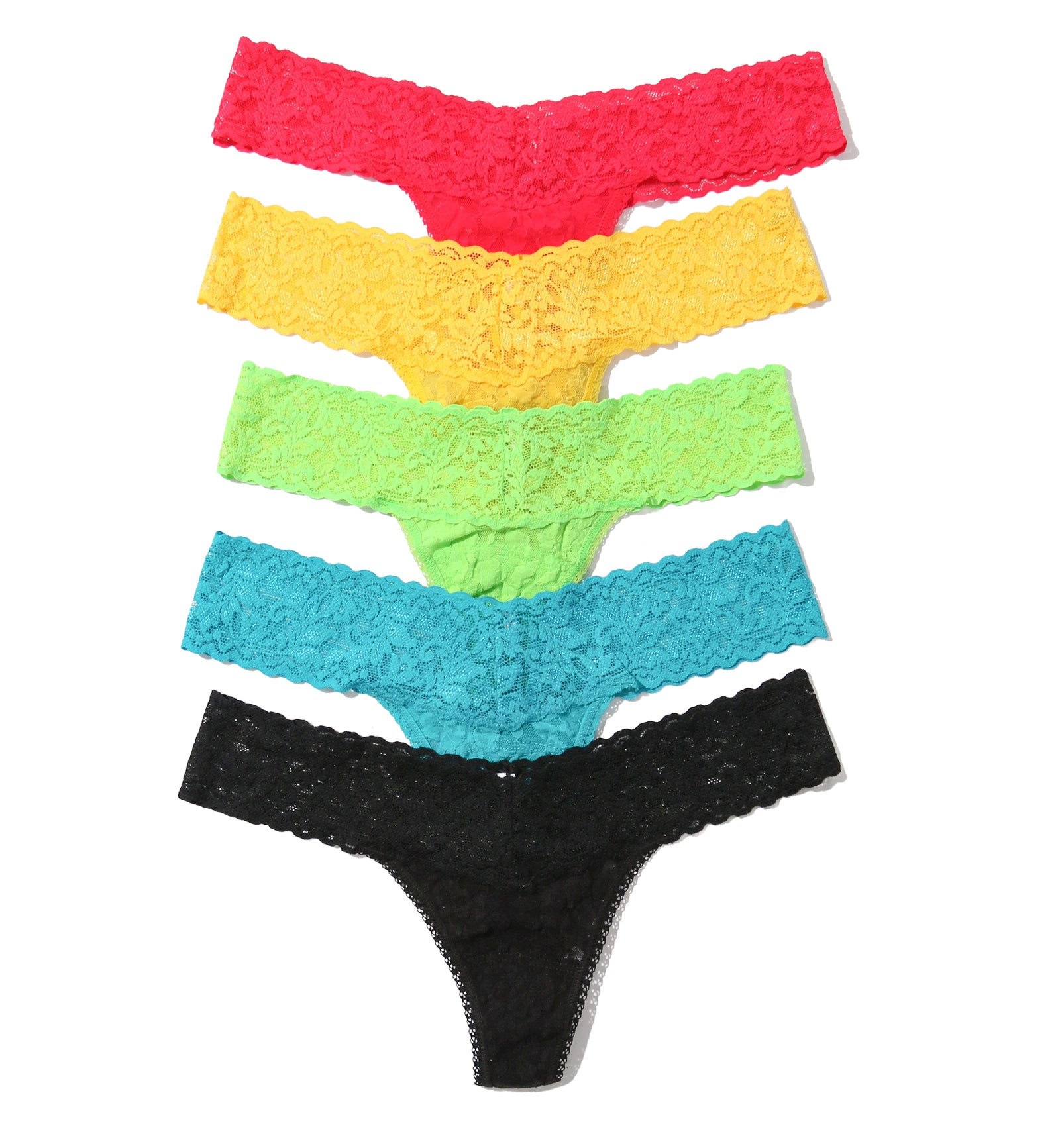 Hanky Panky 5-PACK Signature Lace Low Rise Thong (49115PK),Extra Spice - Extra Spice,One Size