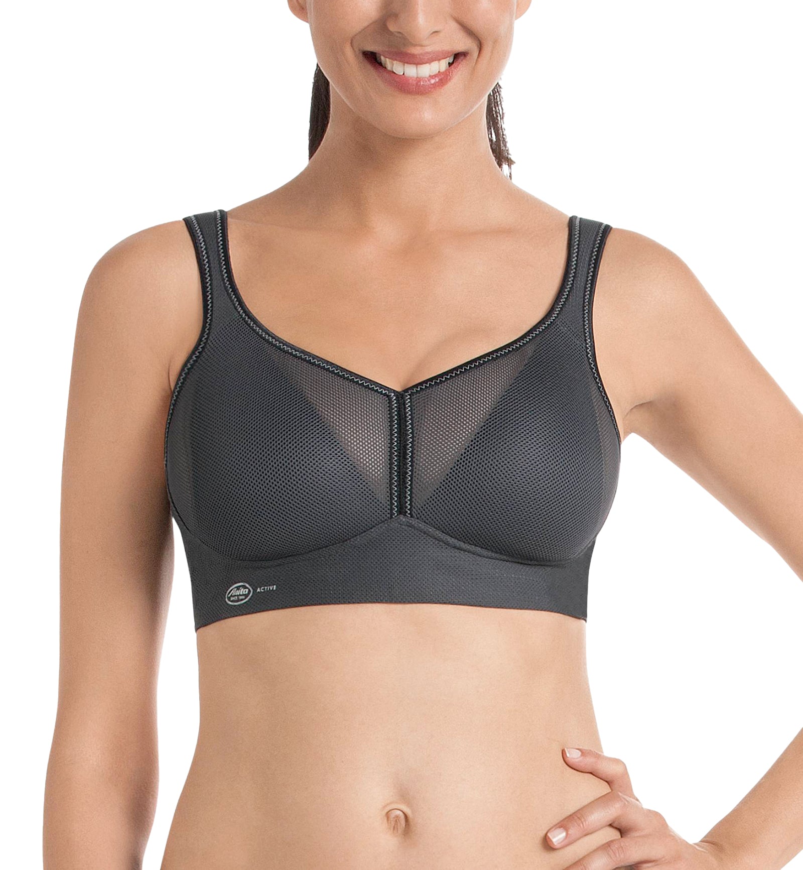 Anita Active Air Control Delta Pad Sports Bra (5544),30AA,Anthracite - Anthracite,30AA