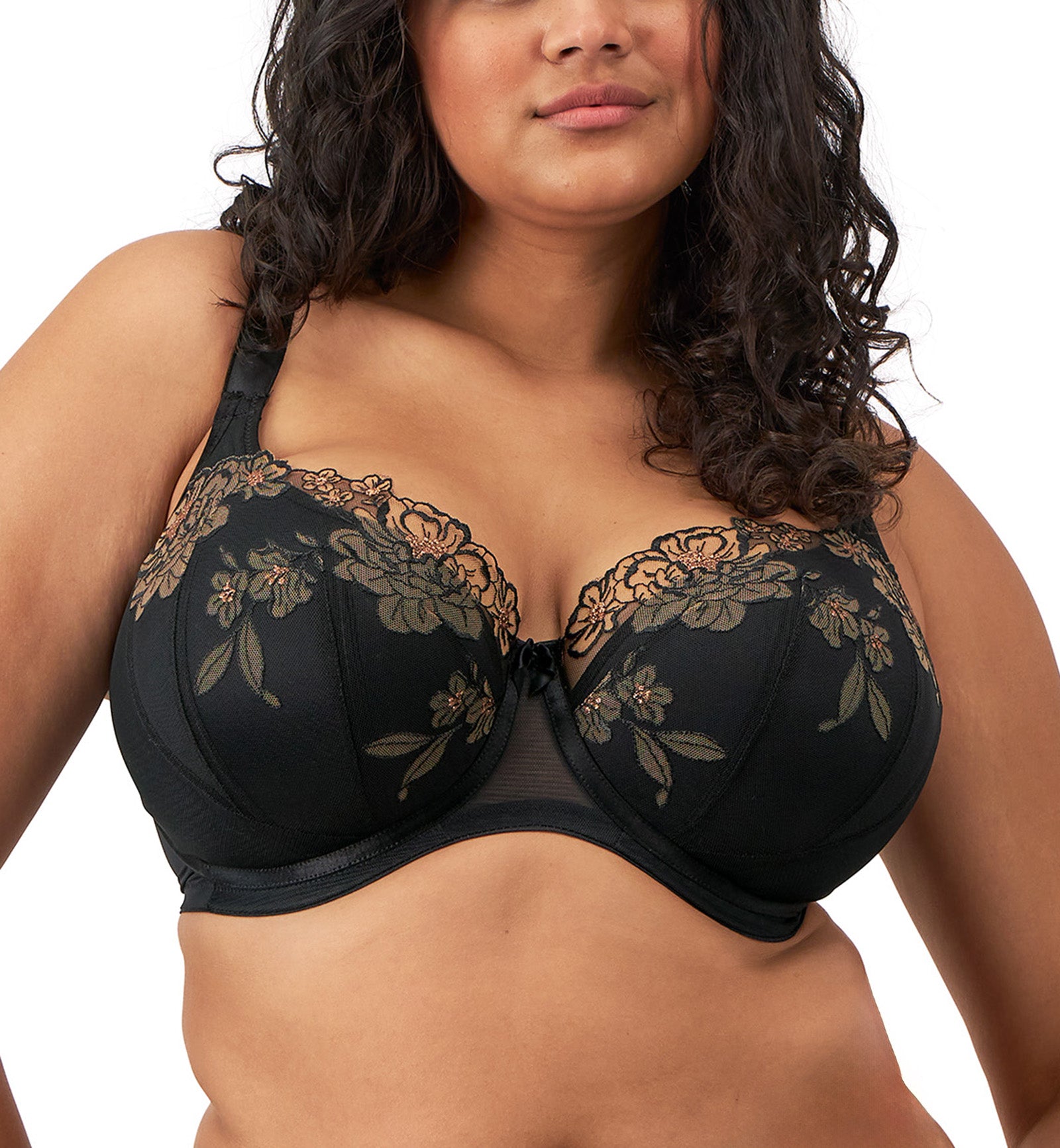 Elomi Teagan Padded Half Cup Underwire Bra (302615),32GG,Black/Almond - Black/Almond,32GG