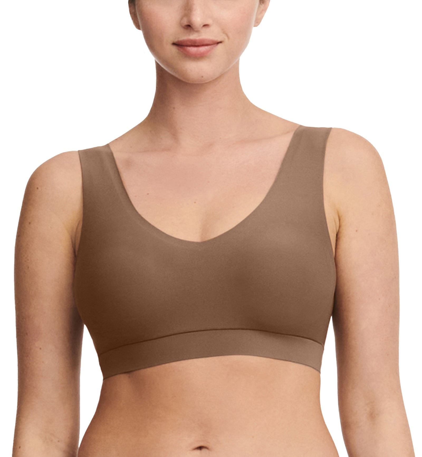 Chantelle Softstretch Padded V-Neck Bra Top (C16A10),XS/S,Cocoa - Cocoa,XS/S