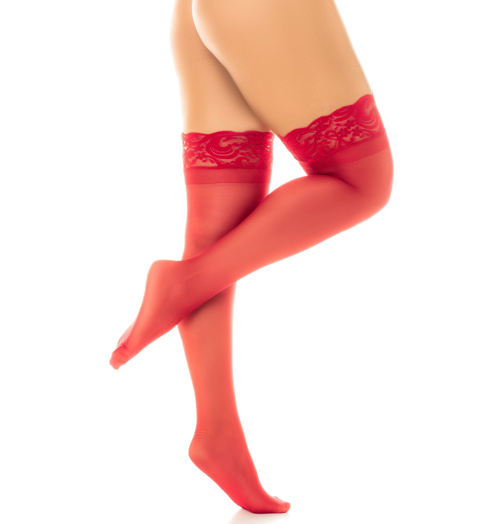 Mapale Zoe Sheer Thigh Highs (1108),Red - Red,One Size