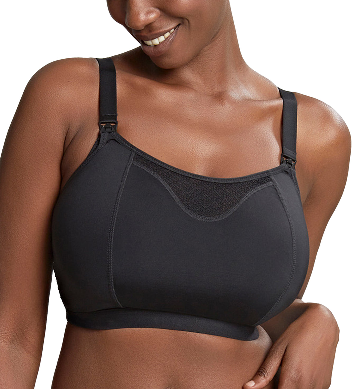 Panache Katherine Non-Wire Molded Crop Nursing Bra (10391),28DD,Black - Black,28DD