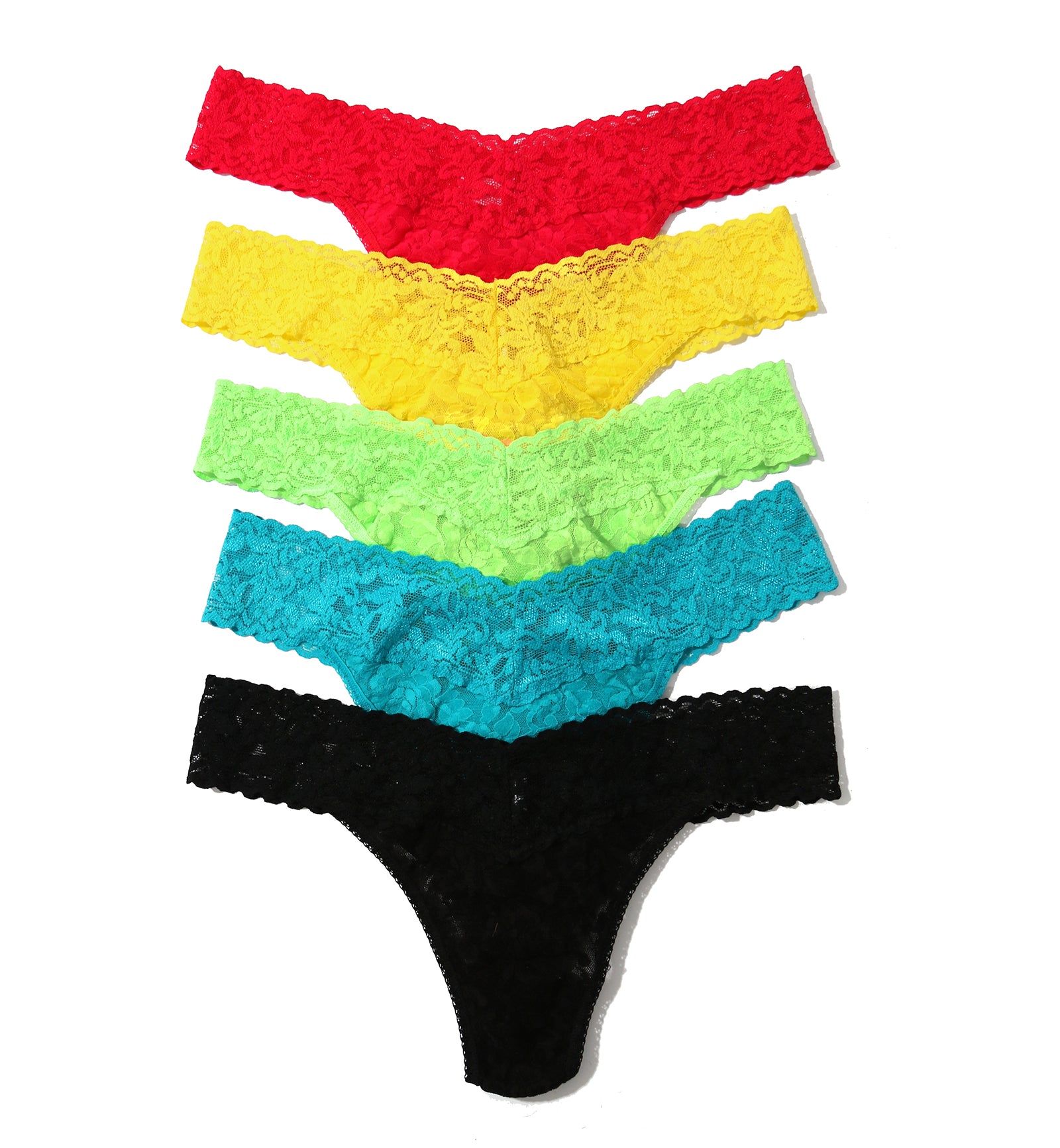 Hanky Panky 5-PACK Signature Lace Original Rise Thong (48115PK),Extra Spice - Extra Spice,One Size
