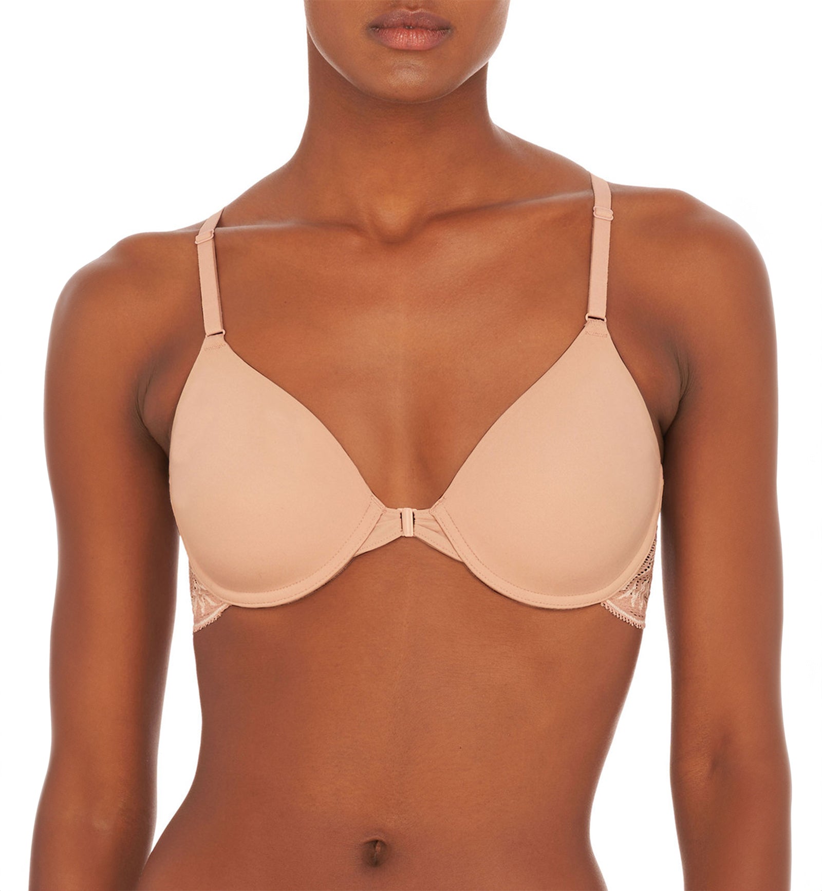 Natori Lush Front Close Contour Underwire Bra (728309),30C,Rose Beige/Warm White - Rose Beige/Warm White,30C