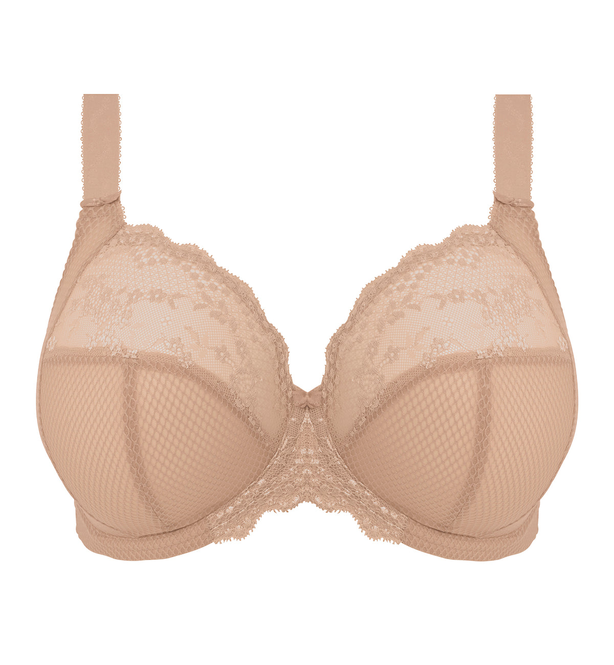 Elomi Charley Banded Stretch Lace Plunge Underwire Bra (4382)- Fawn -  Breakout Bras