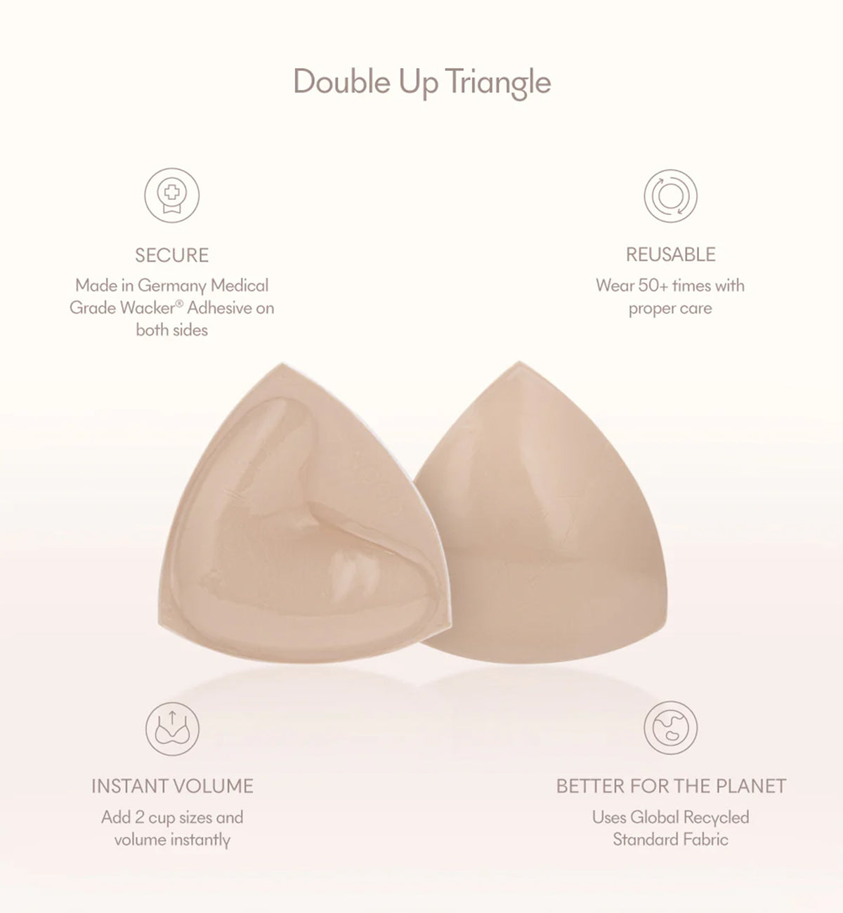 NOOD Double Up Volume Adhesive Push-Up Pads (Triangle),A,Buff - Buff,A cup