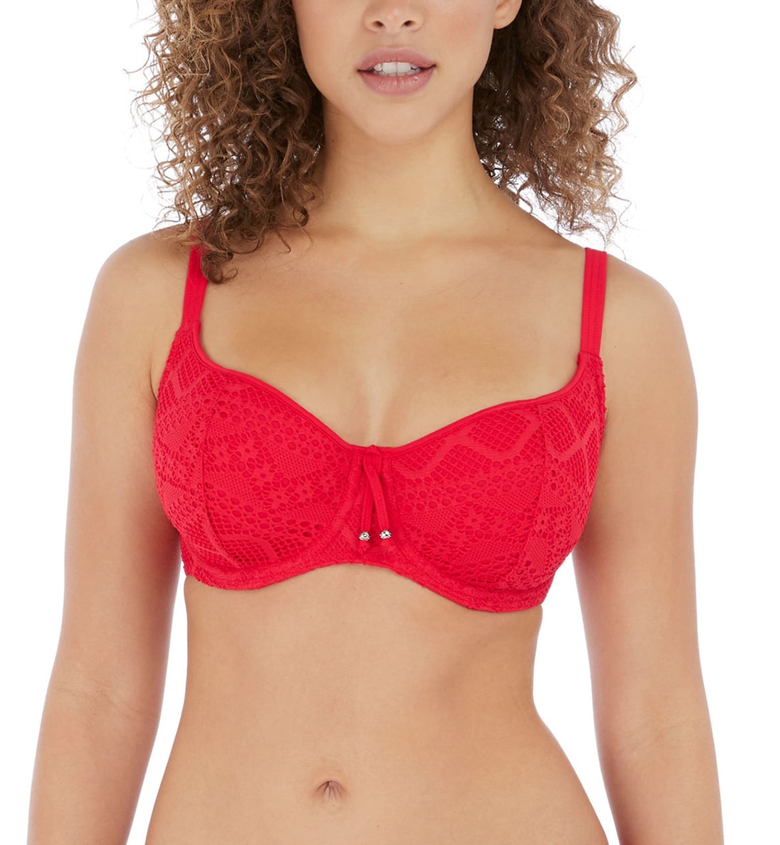 Freya Sundance Crochet Sweetheart Padded Underwire Bikini Top (3970)- Red