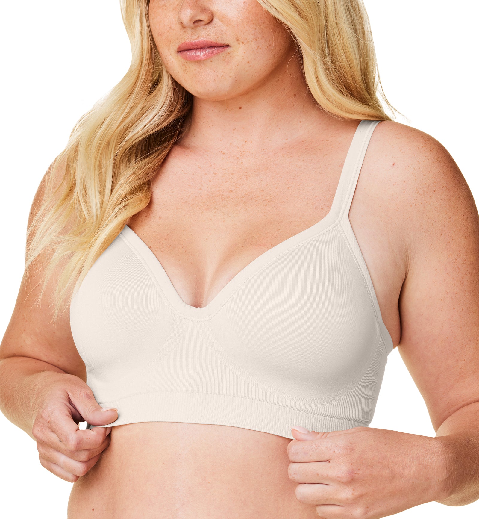 BRAVADO! DESIGNS Everyday Muse Plunge FULL CUP Wire-Free Bra (11012VFC),XS FC,Antique White - Antique White,XS-Full Cup