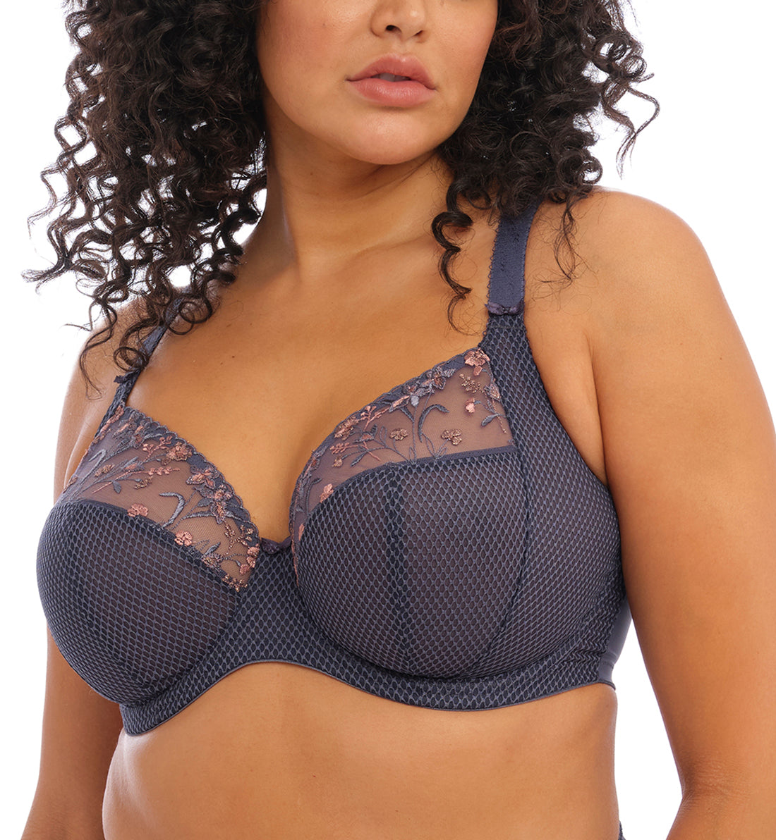Elomi Charley Banded Plunge Underwire Bra (4380)- Storm - Breakout