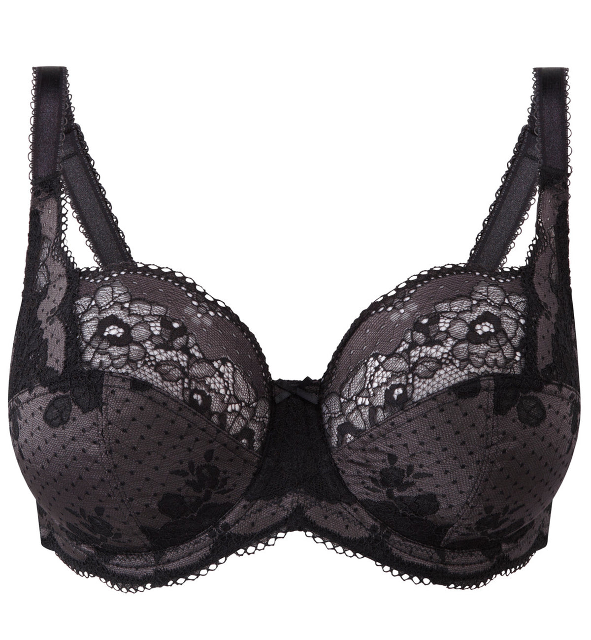 Panache Clara Full Cup Underwire Bra (7255),30E,Charcoal/Black - Charcoal/Black,30E